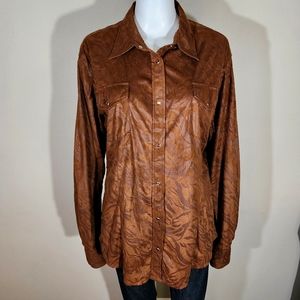 COWGIRL HARDWARE Dual Texture Faux Leather Snap Down Shirt